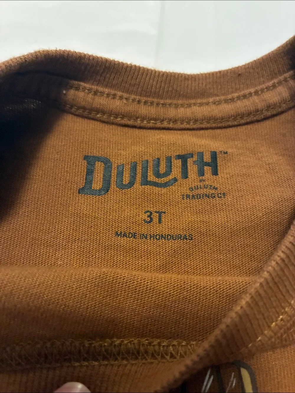 Duluth Trading Co Brown Long-Sleeve Tee with Excavator & Beaver Print